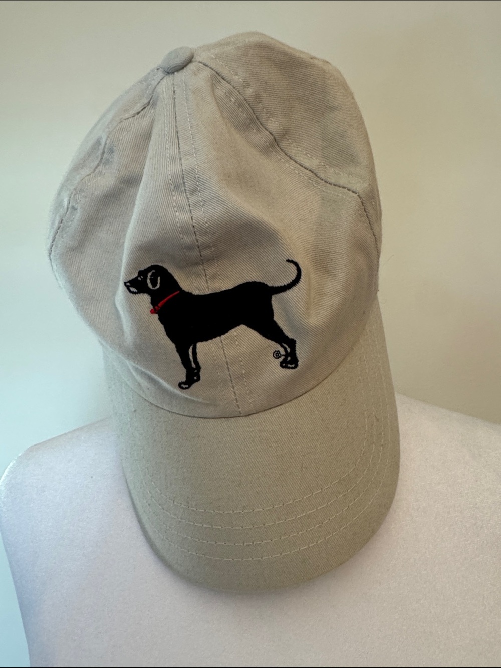 The Black Dog Cream Baseball Cap with Black Dog Embroidery